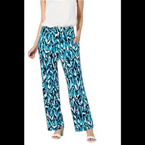 Nina Leonard Women's Straight Leg Pant w/ Pocket Navy Multi